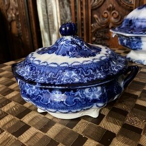 Flow blue soup tureen